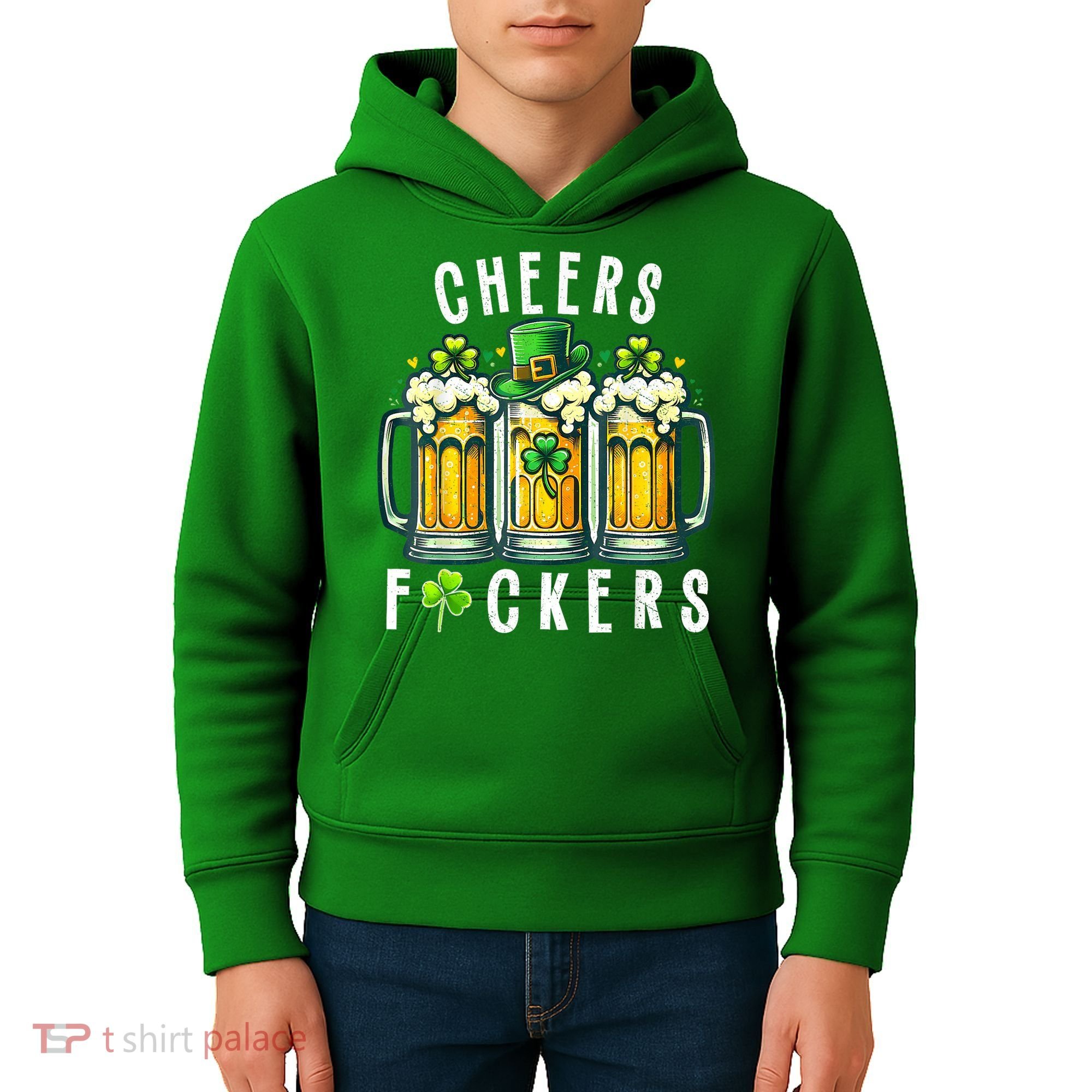 Cheers Fuckers St Patricks Day Funny Beer Drinking Mugs Kids Hoodie