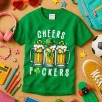 Cheers Fuckers St Patricks Day Funny Beer Drinking Mugs Kids T-Shirt thumb 3