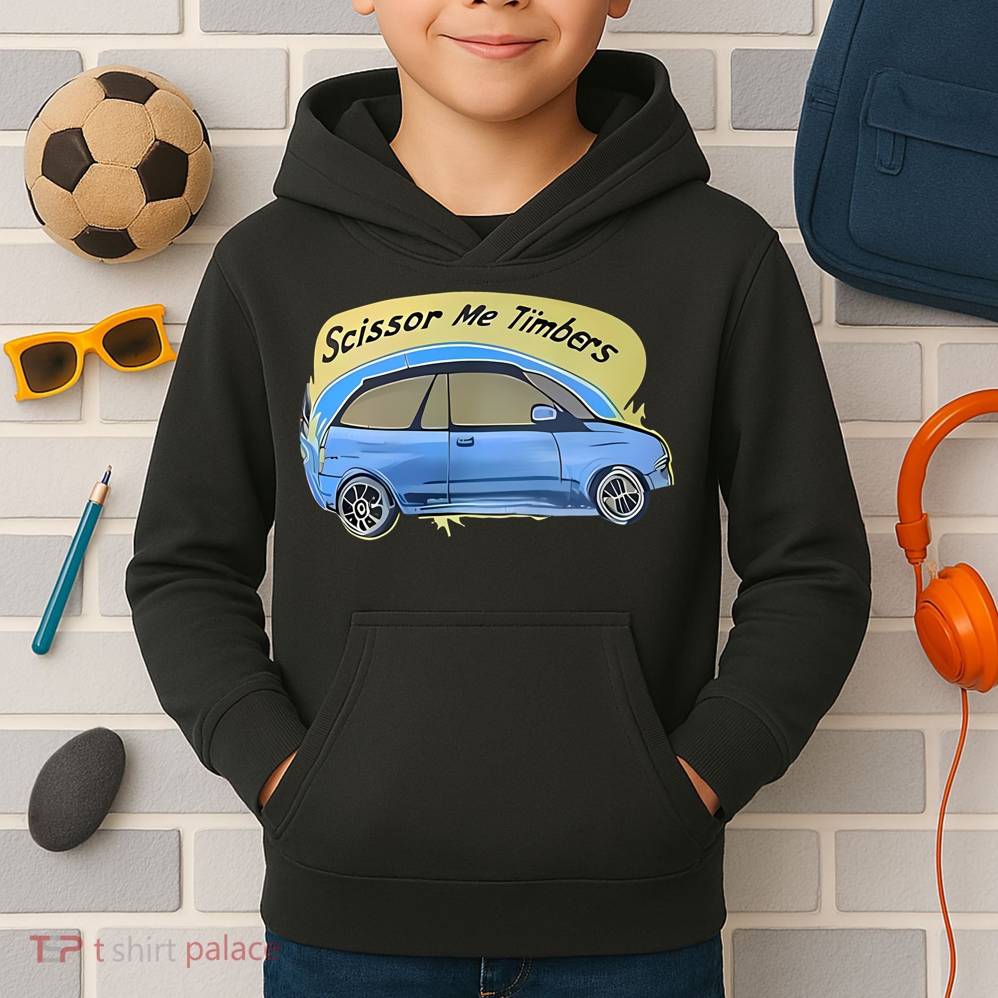 Connor Flintoft Scissor Me Timbers Car Kids Hoodie