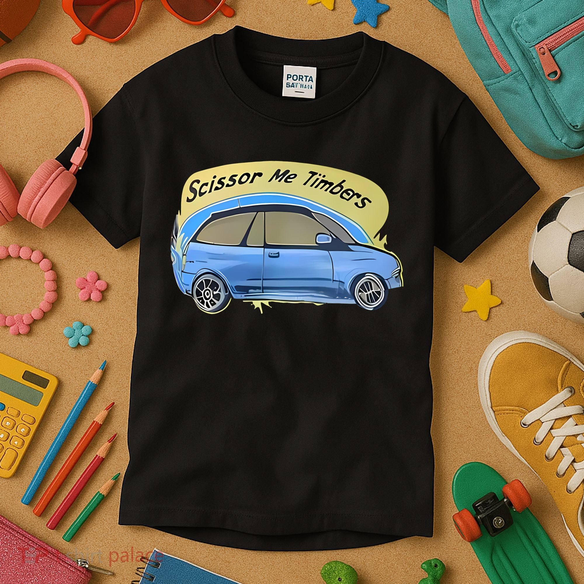 Connor Flintoft Scissor Me Timbers Car Kids T-Shirt