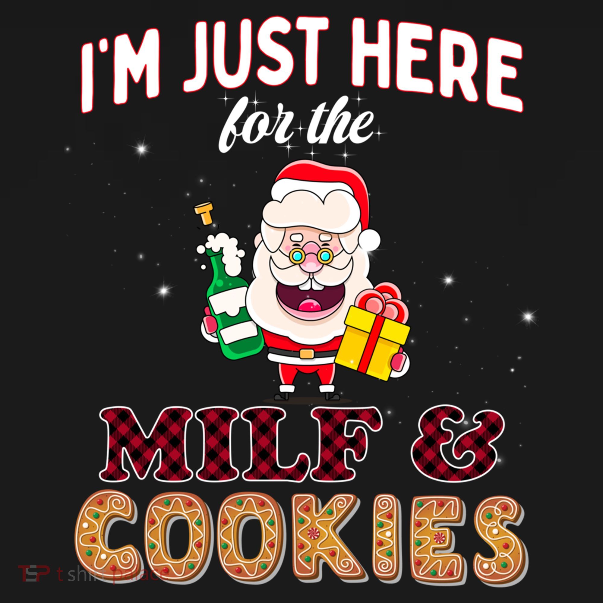 Christmas Funny Santa Just Here For The Milfs And Cookies Gift Bucket Hat