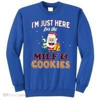 Christmas Funny Santa Just Here For The Milfs And Cookies Gift Sweatshirt thumb 0