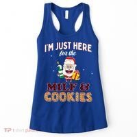 Christmas Funny Santa Just Here For The Milfs And Cookies Gift Women's Tank Top thumb 0