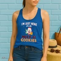 Christmas Funny Santa Just Here For The Milfs And Cookies Gift Women's Tank Top thumb 2