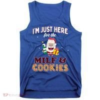 Christmas Funny Santa Just Here For The Milfs And Cookies Gift Tank Top thumb 0