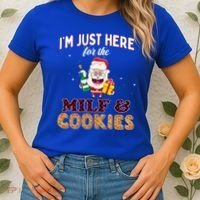 Christmas Funny Santa Just Here For The Milfs And Cookies Gift Women's T-Shirt thumb 2