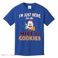 Christmas Funny Santa Just Here For The Milfs And Cookies Gift Kids T-Shirt thumb 0