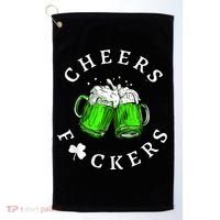 Cheers Fckers' St Patricks Day M.e.n WoM.e.n Beer Drinking Funny Golf Towel thumb 0