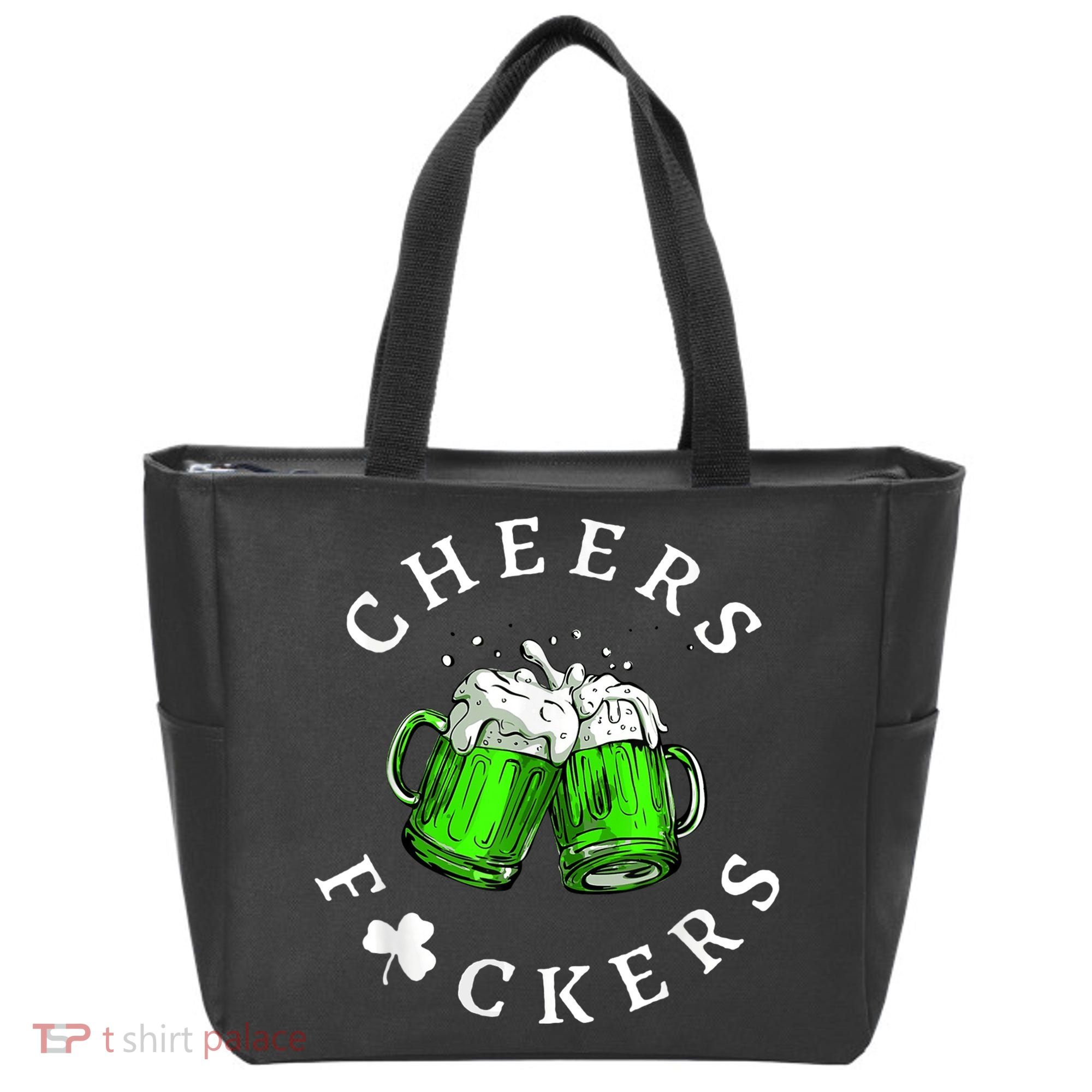 Cheers Fckers' St Patricks Day M.e.n WoM.e.n Beer Drinking Funny Tote Bag