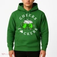 Cheers Fckers' St Patricks Day M.e.n WoM.e.n Beer Drinking Funny Hoodie thumb 2