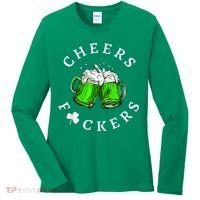 Cheers Fckers' St Patricks Day M.e.n WoM.e.n Beer Drinking Funny Women's Long Sleeve Shirt thumb 0