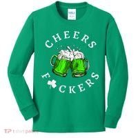 Cheers Fckers' St Patricks Day M.e.n WoM.e.n Beer Drinking Funny Kids Long Sleeve Shirt thumb 0