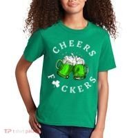 Cheers Fckers' St Patricks Day M.e.n WoM.e.n Beer Drinking Funny Kids T-Shirt thumb 2