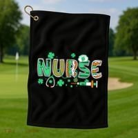 Cute Funny St Patricks Day Nurse Golf Towel thumb 1