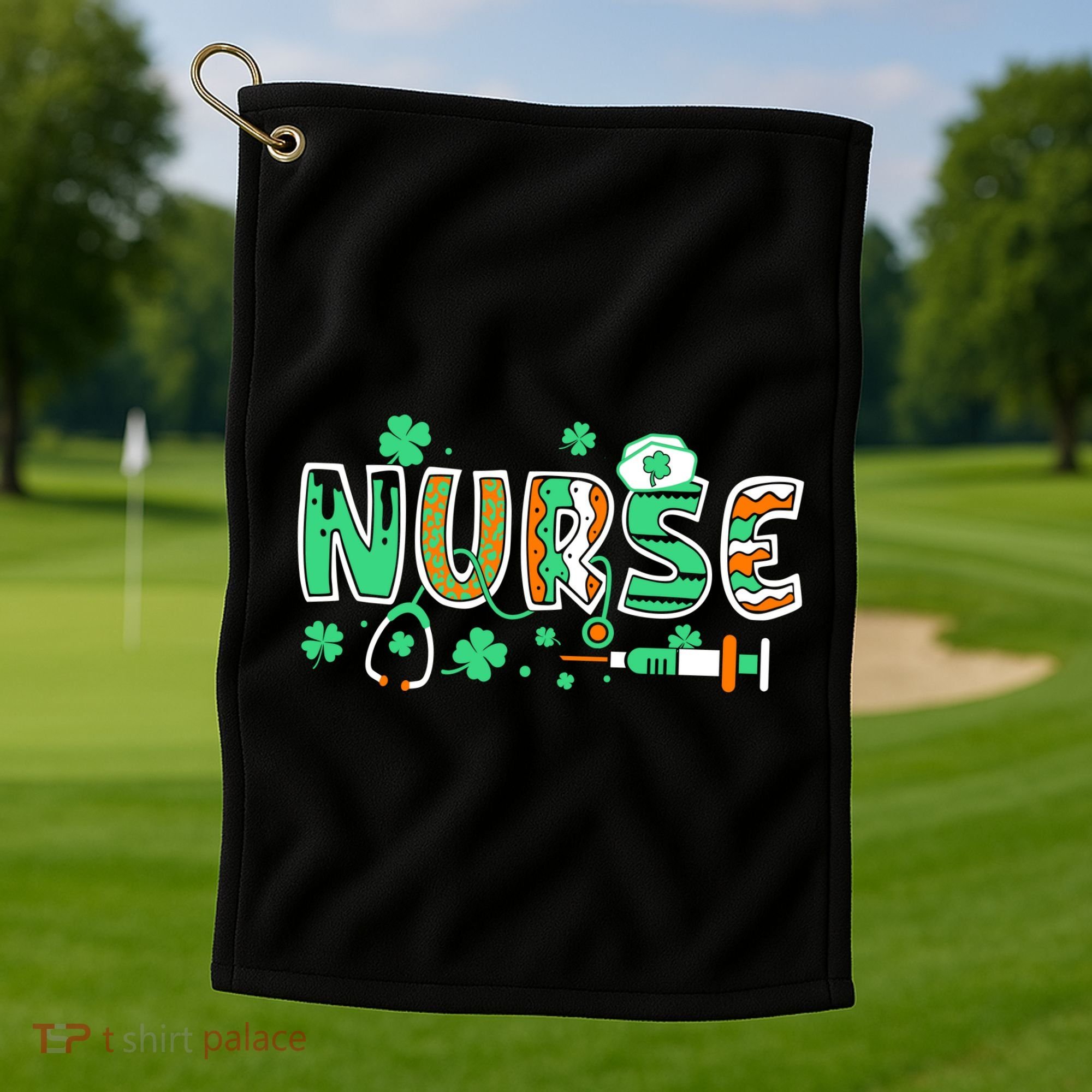 Cute Funny St Patricks Day Nurse Golf Towel