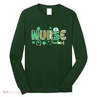Cute Funny St Patricks Day Nurse Long Sleeve Shirt thumb 0