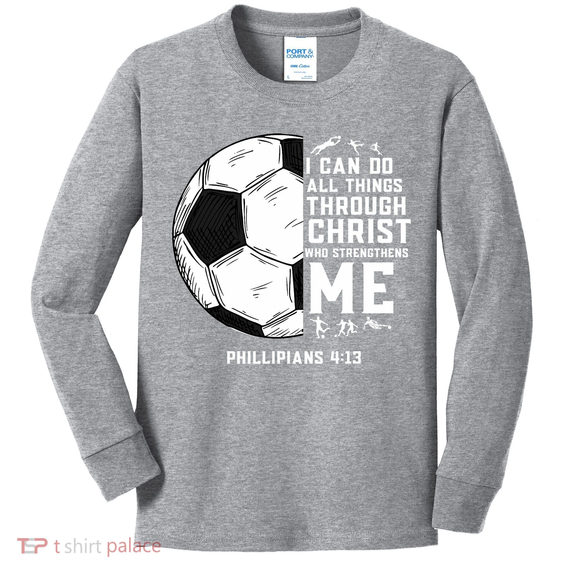 Christian Funny Soccer Men Boys Religious Kids Long Sleeve Shirt