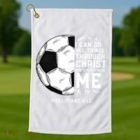 Christian Funny Soccer Men Boys Religious Golf Towel thumb 1