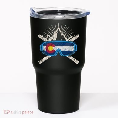 Colorado Flag Ski Skiing Vacation Couples Group Tumbler