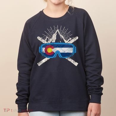 Colorado Flag Ski Skiing Vacation Couples Group Women's Sweatshirt