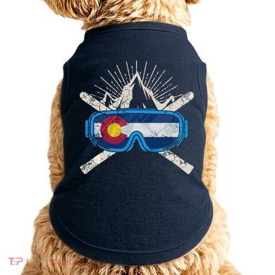Colorado Flag Ski Skiing Vacation Couples Group Doggie Tank