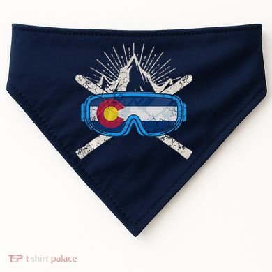 Colorado Flag Ski Skiing Vacation Couples Group USA-Made Doggie Bandana