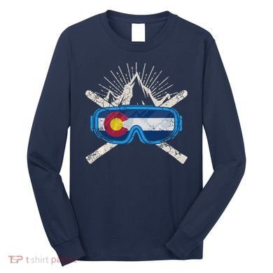 Colorado Flag Ski Skiing Vacation Couples Group Long Sleeve Shirt