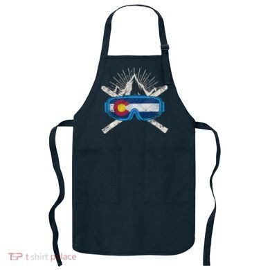 Colorado Flag Ski Skiing Vacation Couples Group Apron