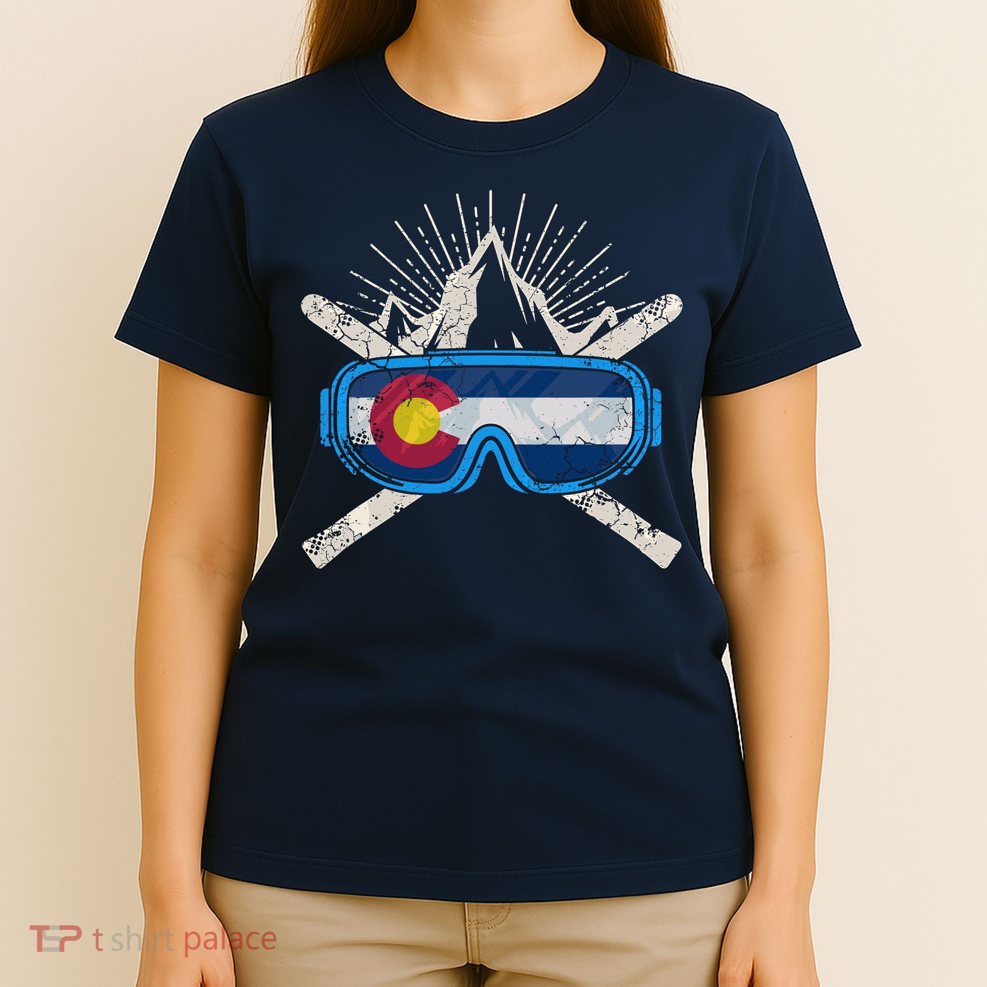 Colorado Flag Ski Skiing Vacation Couples Group T-Shirt