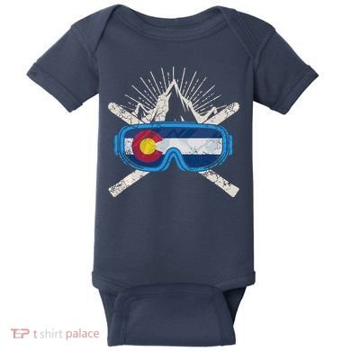 Colorado Flag Ski Skiing Vacation Couples Group Baby Bodysuit