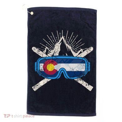 Colorado Flag Ski Skiing Vacation Couples Group Golf Towel