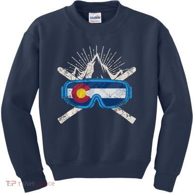 Colorado Flag Ski Skiing Vacation Couples Group Kids Sweatshirt