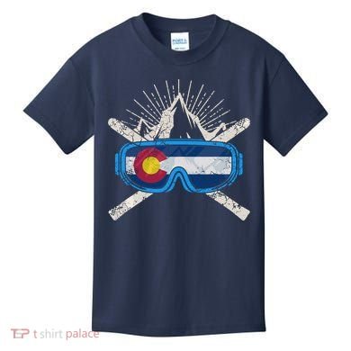 Colorado Flag Ski Skiing Vacation Couples Group Kids T-Shirt
