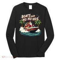 Christmas Funny Santa Boats And Ho Ho Hos Long Sleeve Shirt thumb 0