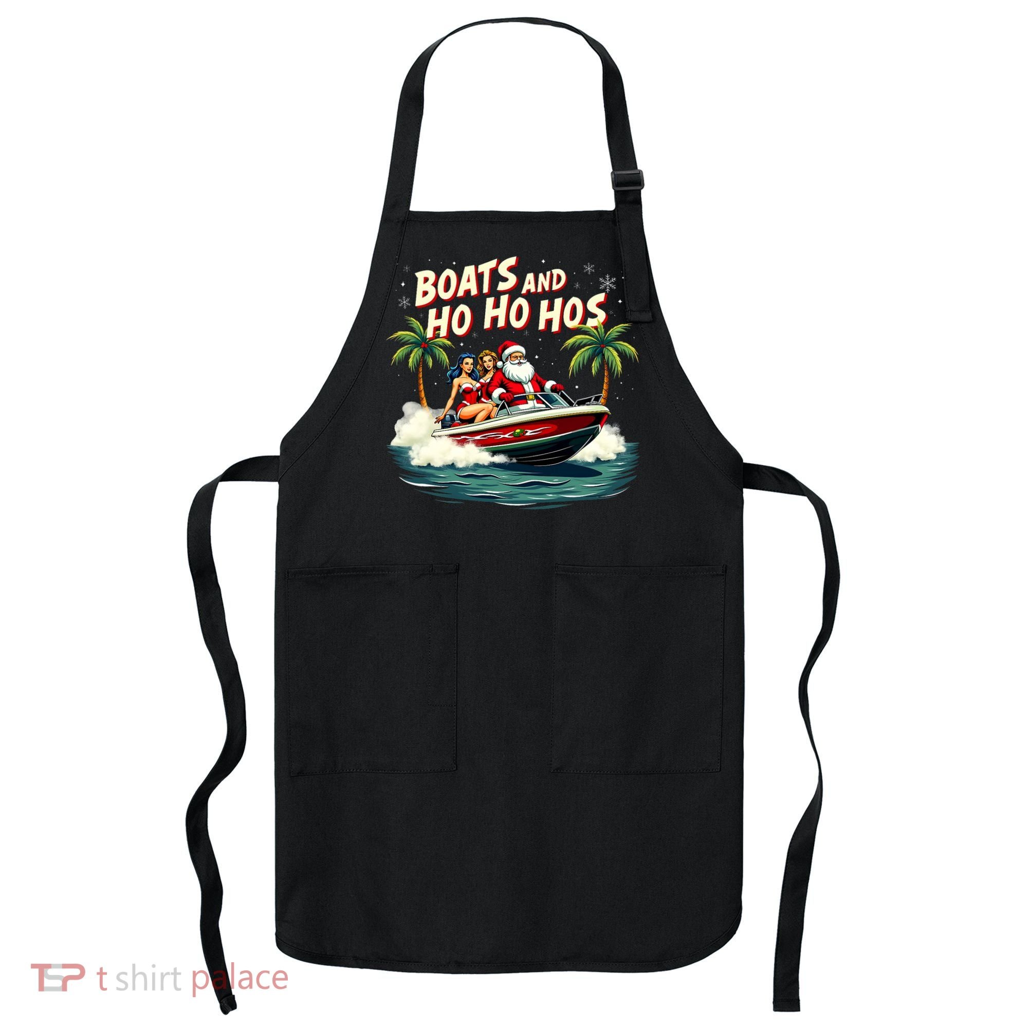 Christmas Funny Santa Boats And Ho Ho Hos Apron