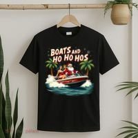 Christmas Funny Santa Boats And Ho Ho Hos T-Shirt thumb 2