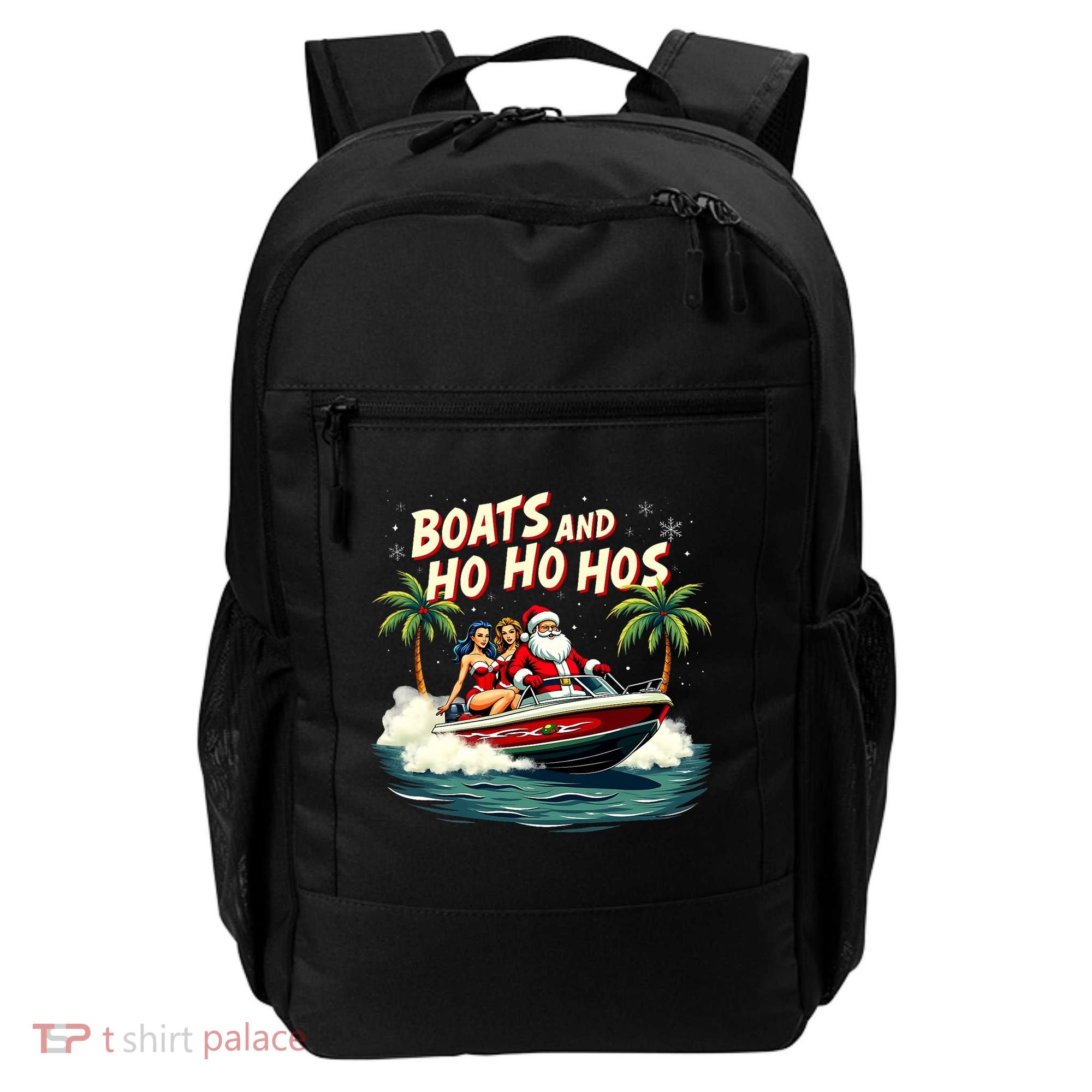 Christmas Funny Santa Boats And Ho Ho Hos Backpack