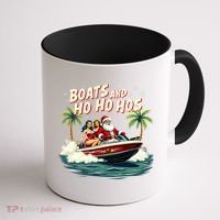 Christmas Funny Santa Boats And Ho Ho Hos Coffee Mug thumb 1