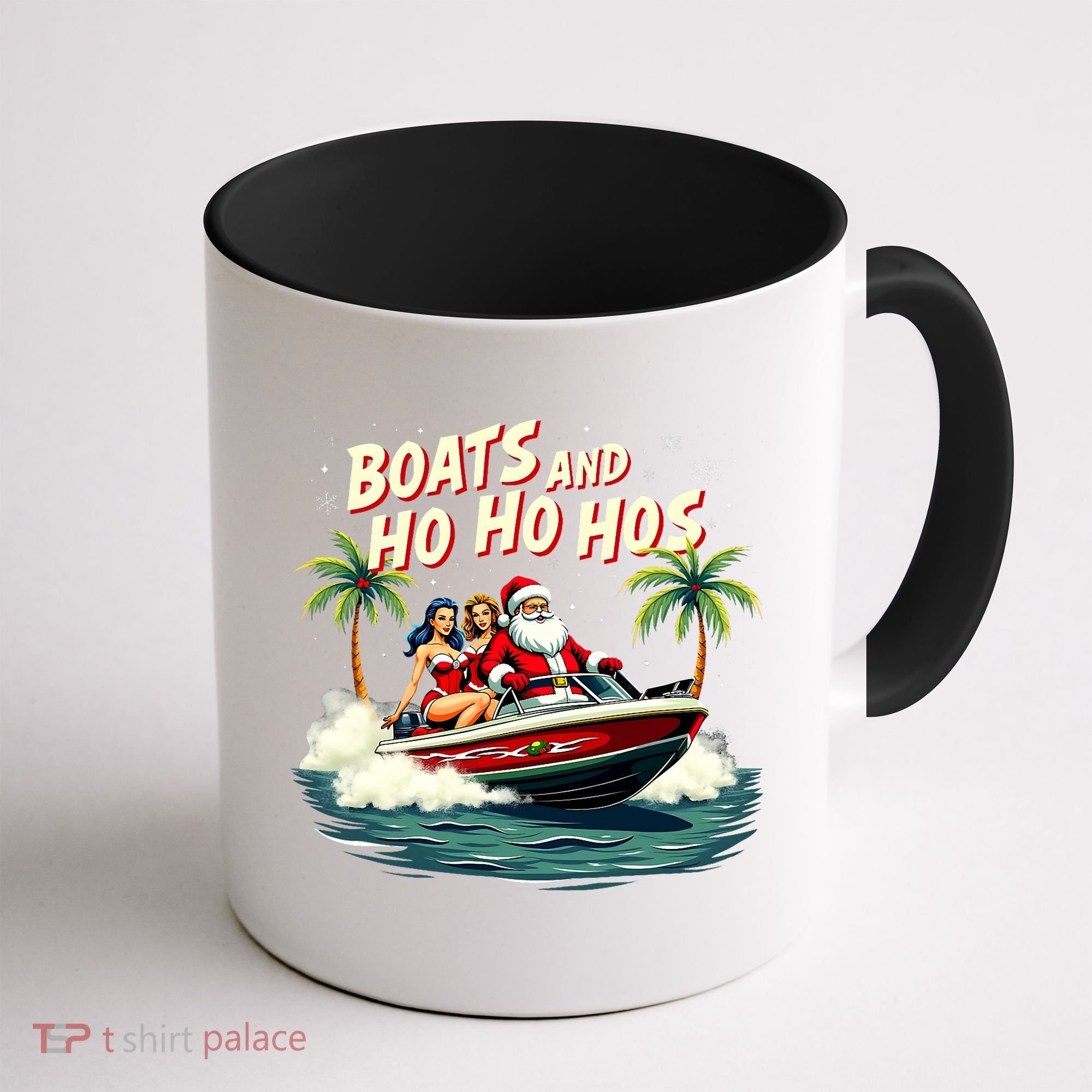 Christmas Funny Santa Boats And Ho Ho Hos Coffee Mug