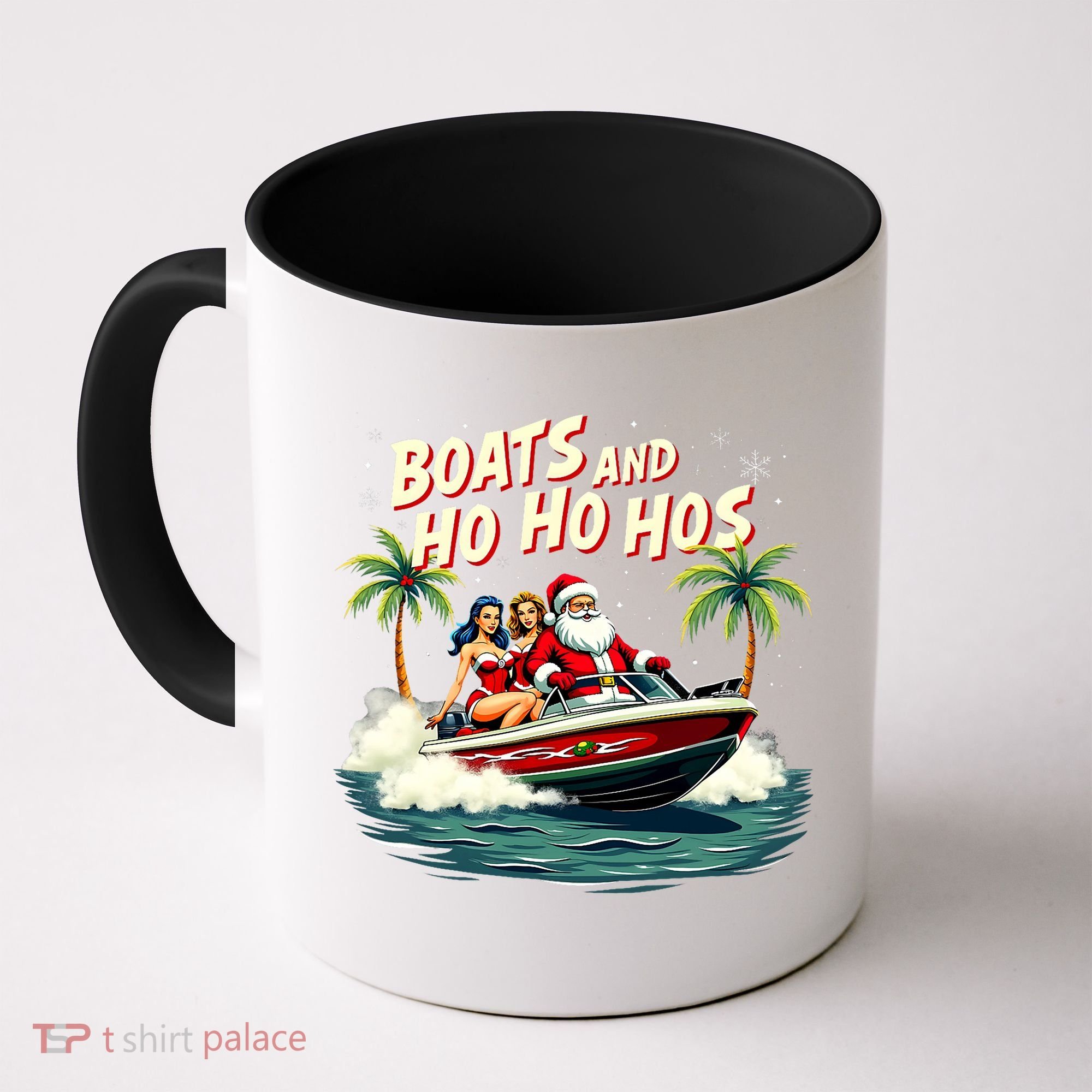 Christmas Funny Santa Boats And Ho Ho Hos Coffee Mug