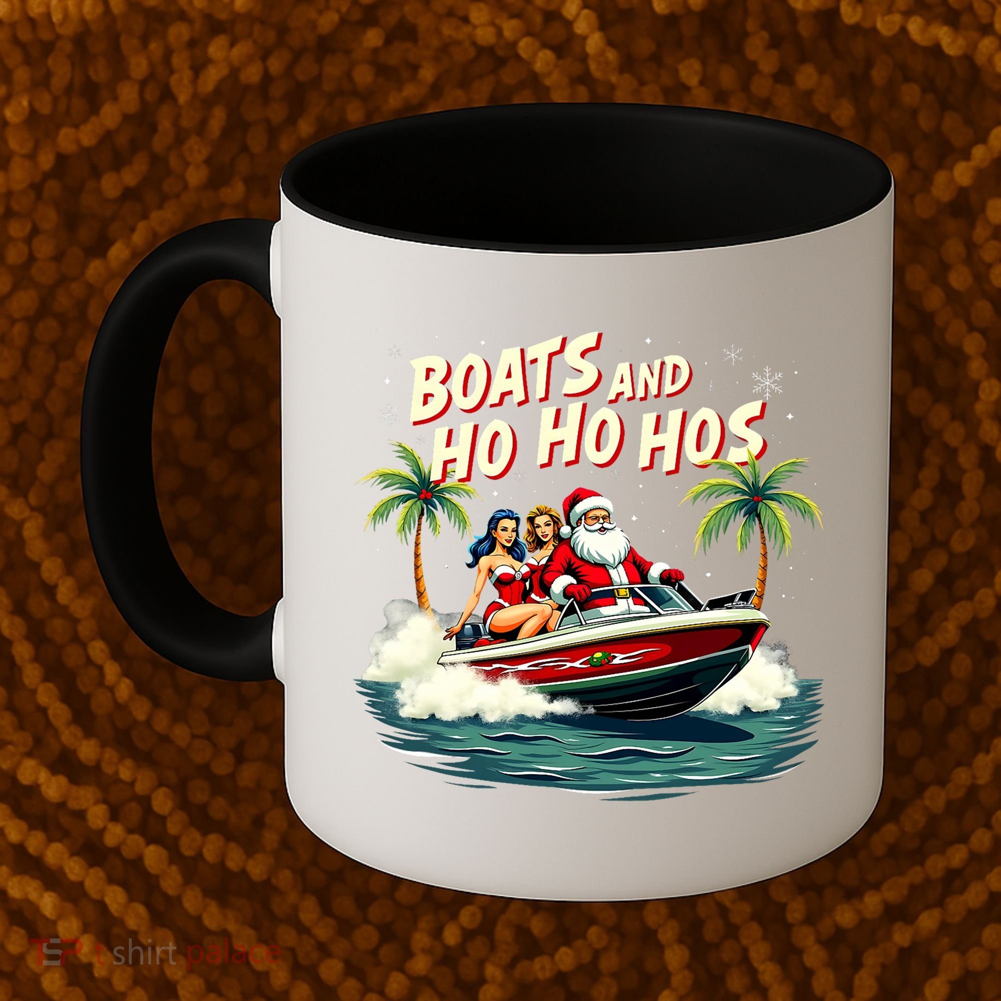 Christmas Funny Santa Boats And Ho Ho Hos Coffee Mug