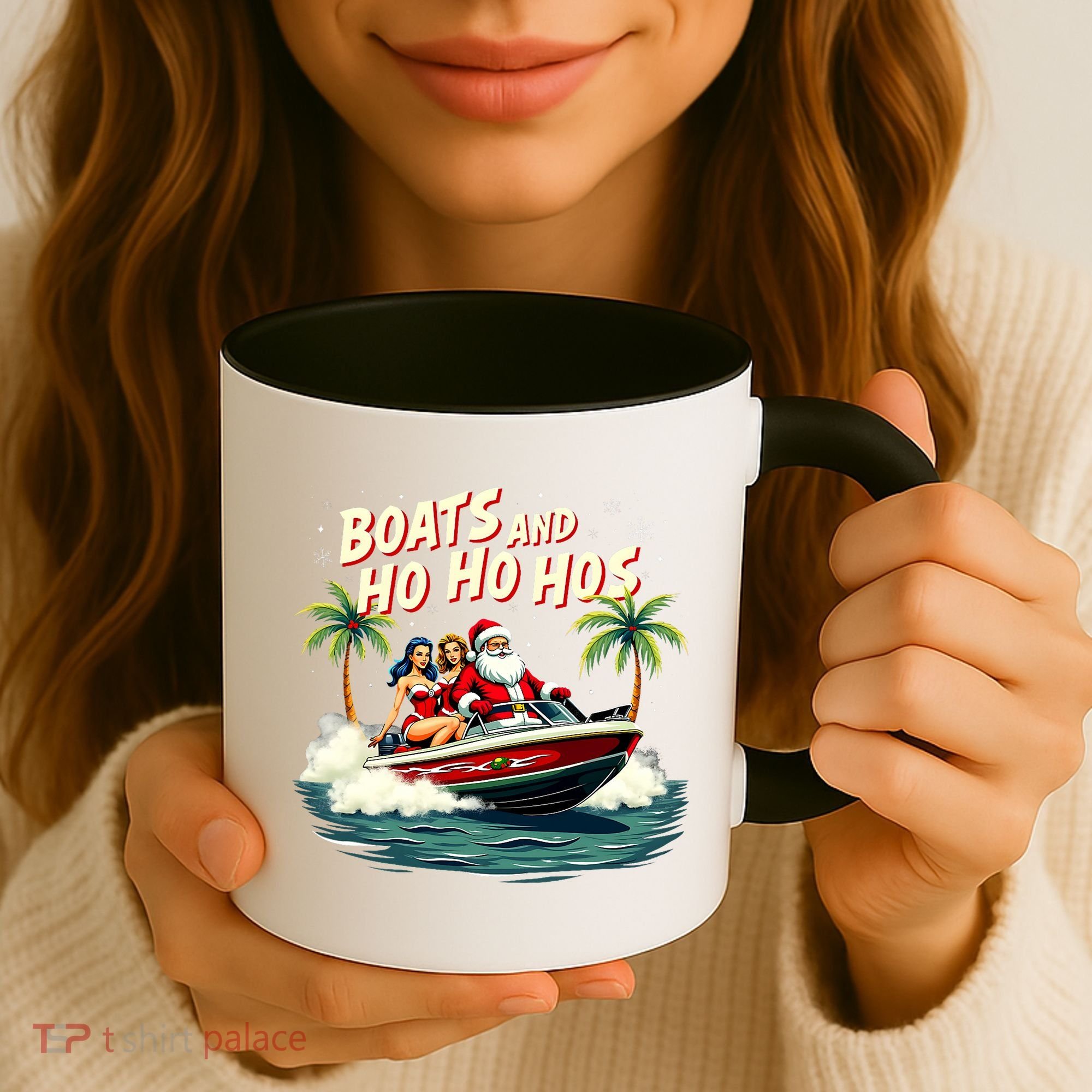 Christmas Funny Santa Boats And Ho Ho Hos Coffee Mug