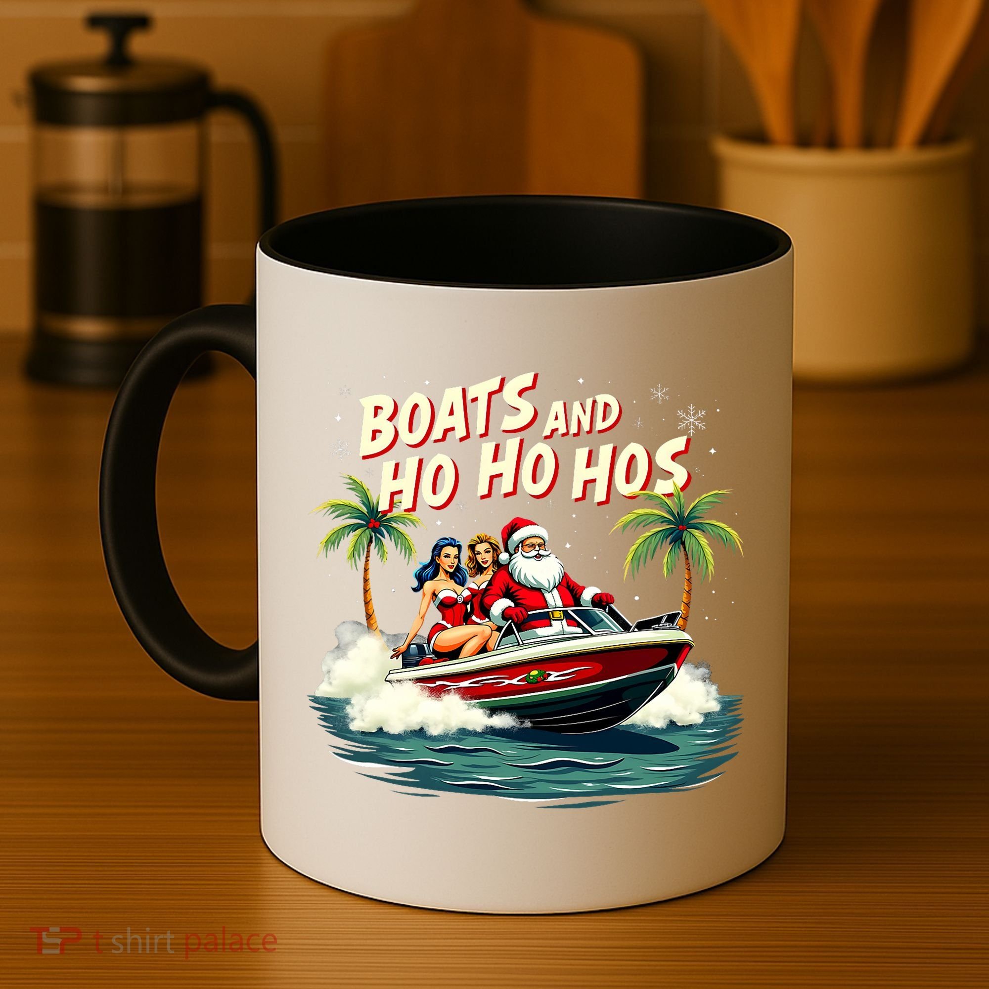 Christmas Funny Santa Boats And Ho Ho Hos Coffee Mug