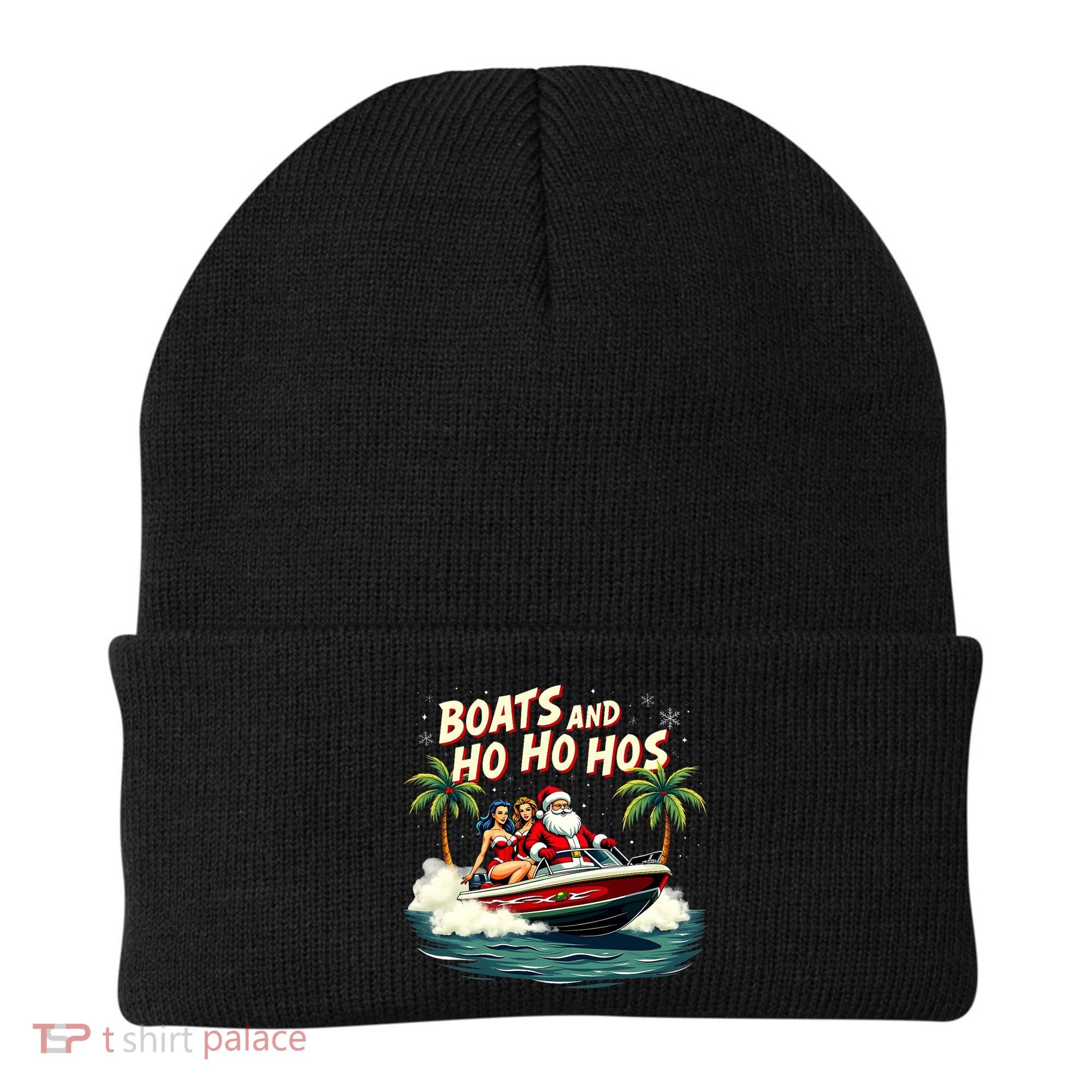 Christmas Funny Santa Boats And Ho Ho Hos Beanie