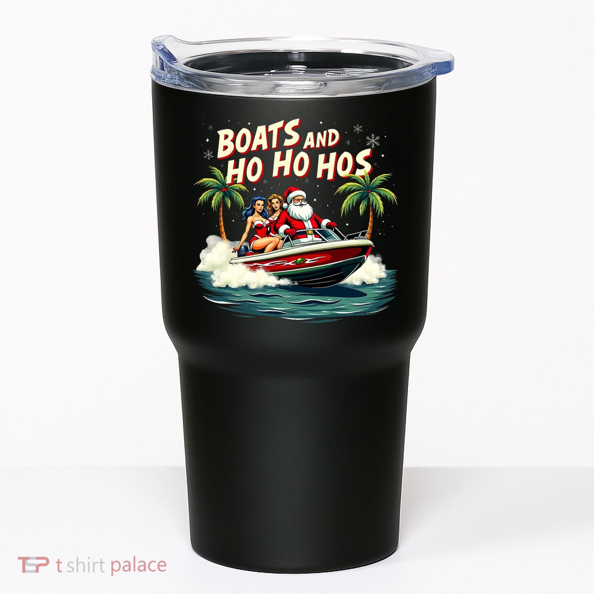 Christmas Funny Santa Boats And Ho Ho Hos Tumbler