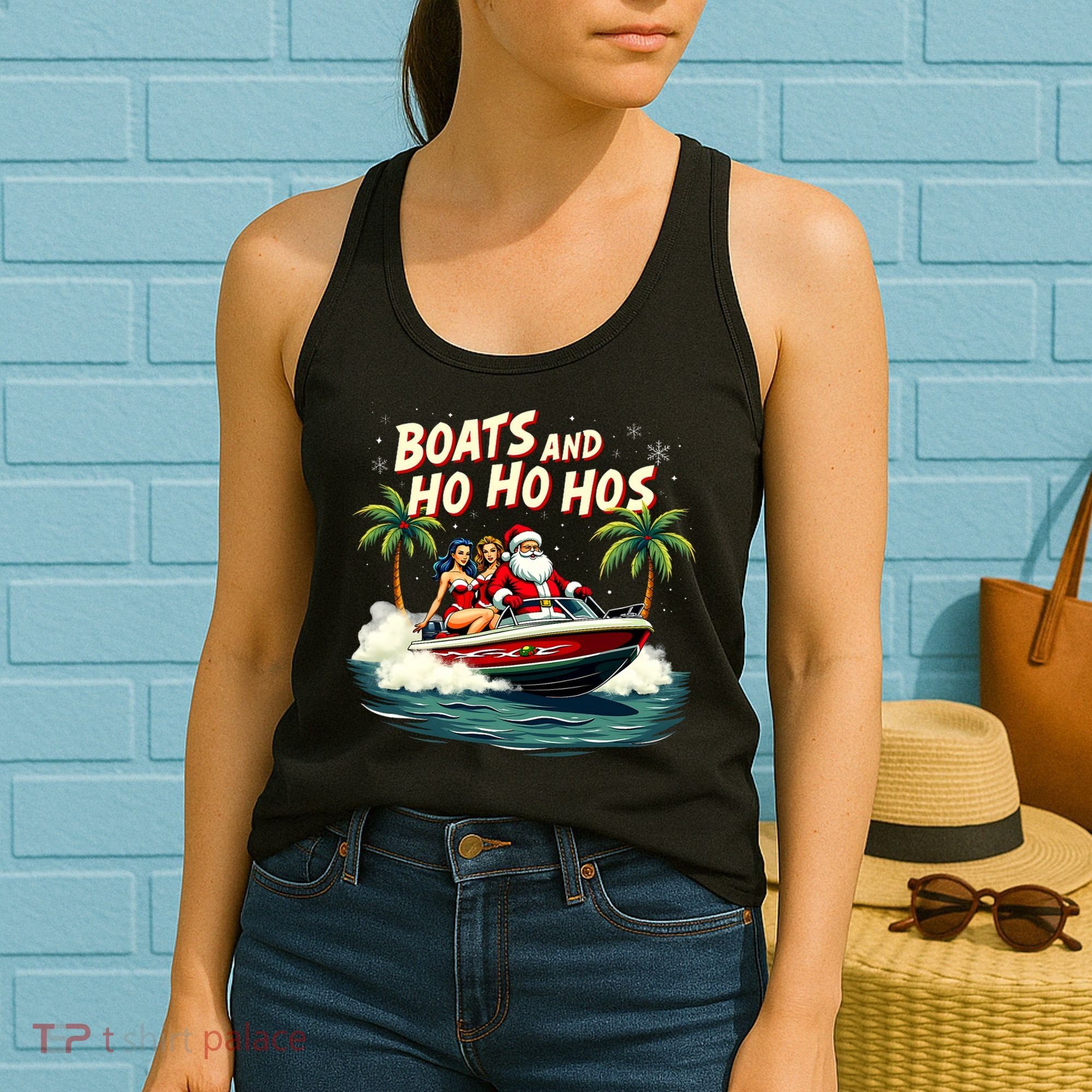 Christmas Funny Santa Boats And Ho Ho Hos Women's Tank Top