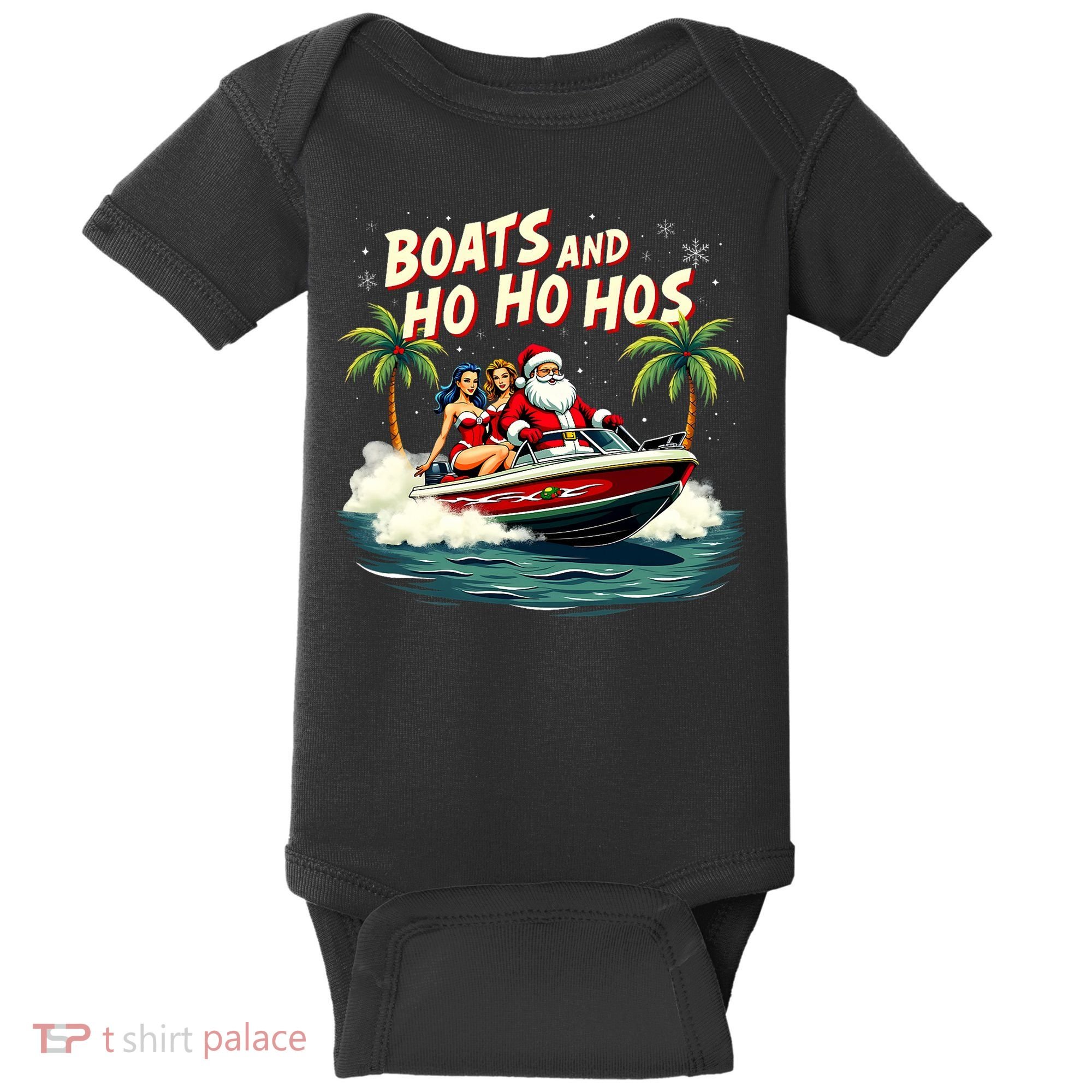 Christmas Funny Santa Boats And Ho Ho Hos Baby Bodysuit