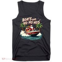 Christmas Funny Santa Boats And Ho Ho Hos Tank Top thumb 0