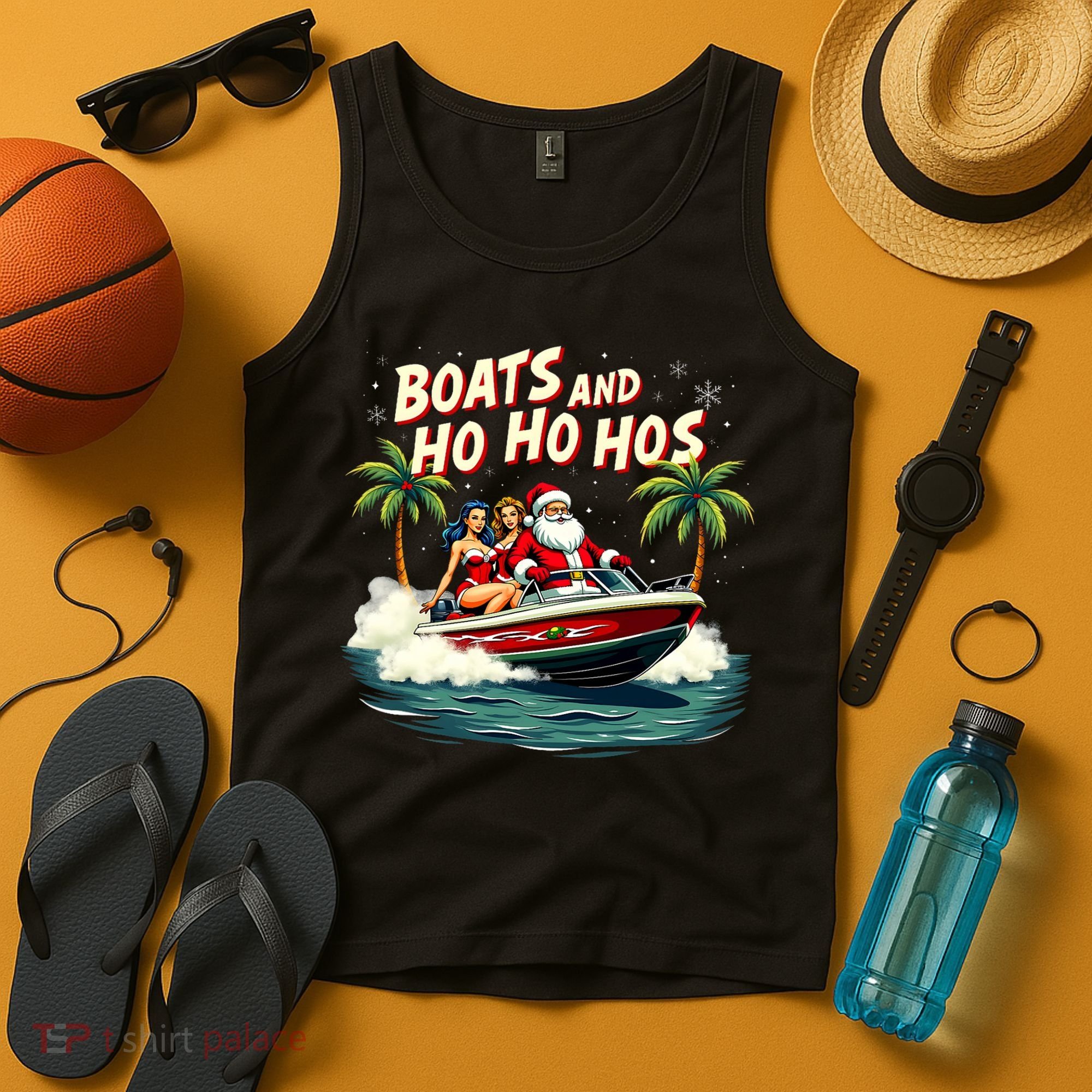 Christmas Funny Santa Boats And Ho Ho Hos Tank Top