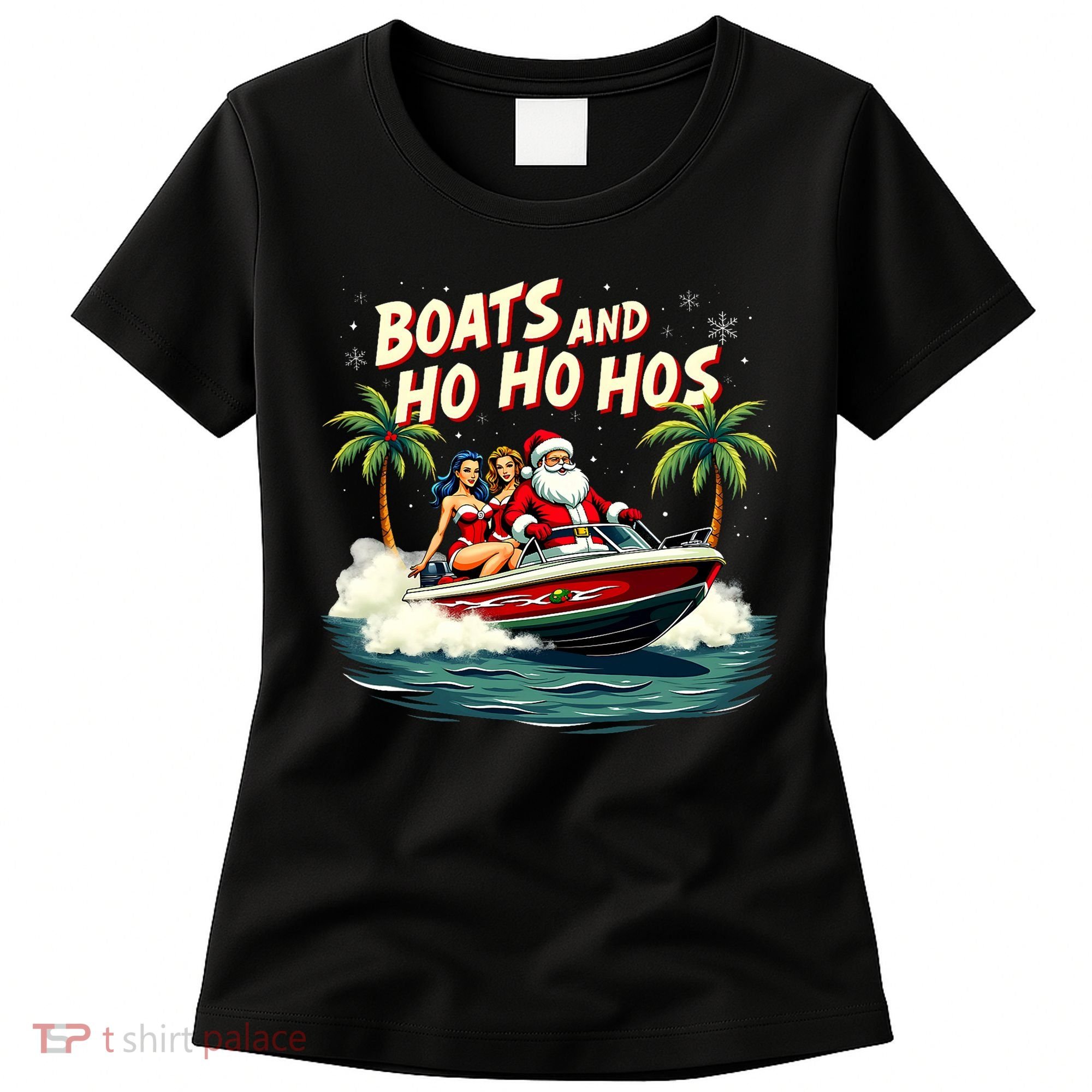 Christmas Funny Santa Boats And Ho Ho Hos Women's T-Shirt